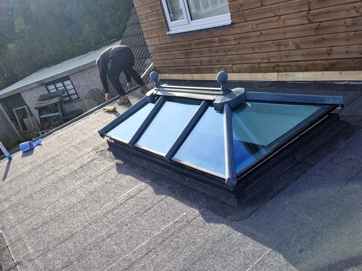 Reroofing project in Mirfield before and after the new roof covering was laid — after