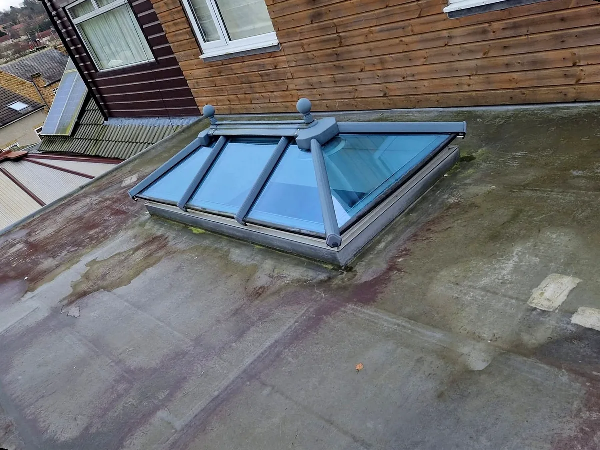 Reroofing project in Mirfield before and after the new roof covering was laid — before